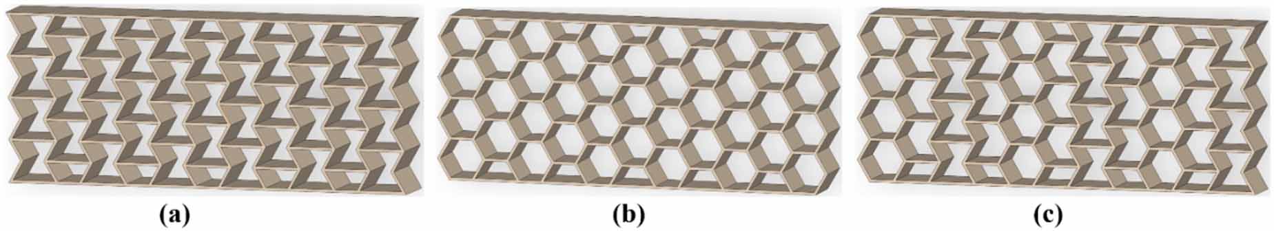 Reversible energy absorption of elasto-plastic auxetic, hexagonal, and ...