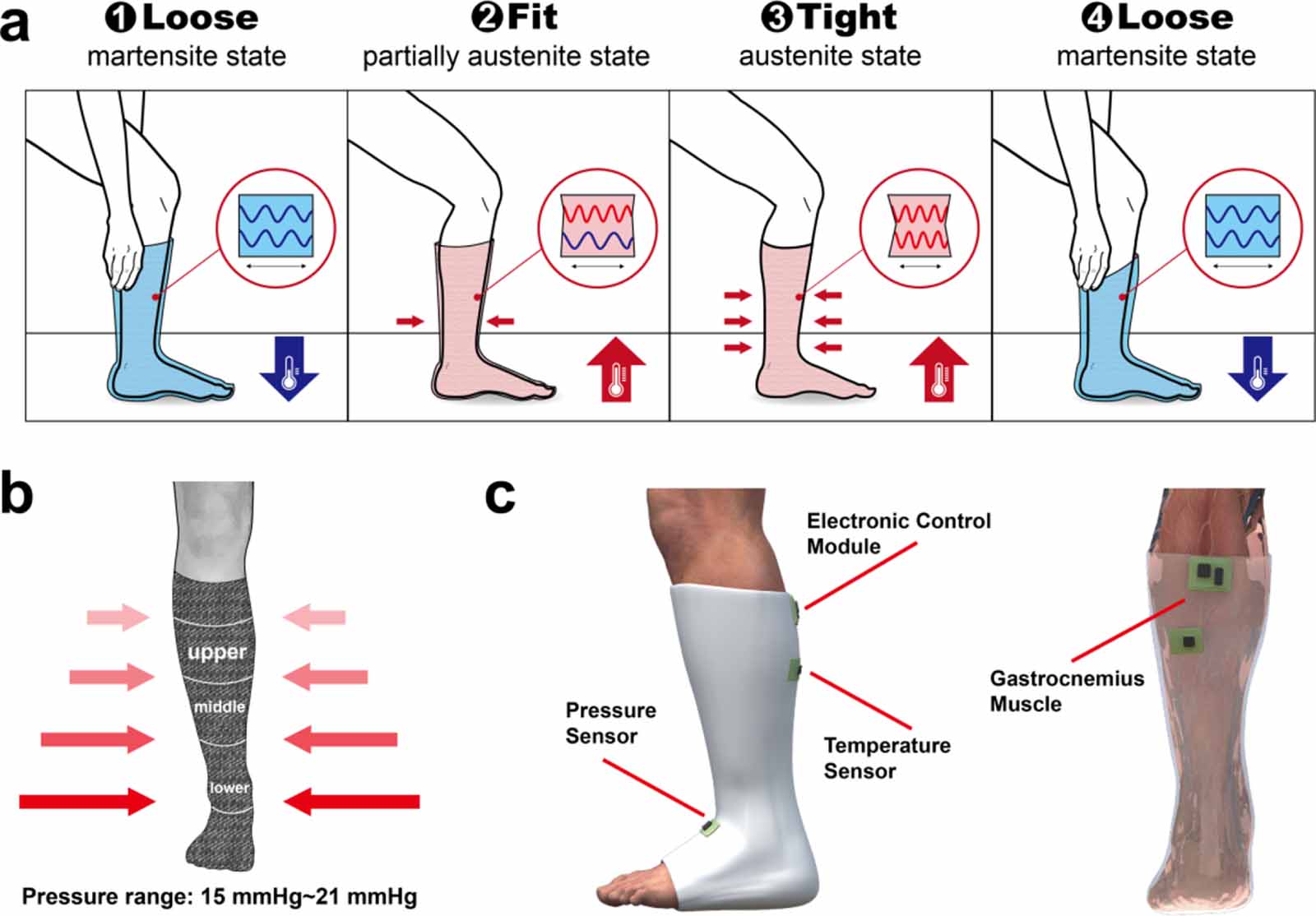 Shape memory alloy based smart compression stocking and real-time ...