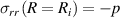 $\sigma_{rr}\left(R = R_{i}\right) = -p$