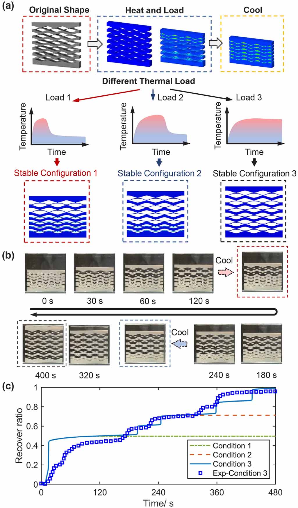 Shape memory polymer lattice structures with programmable thermal ...