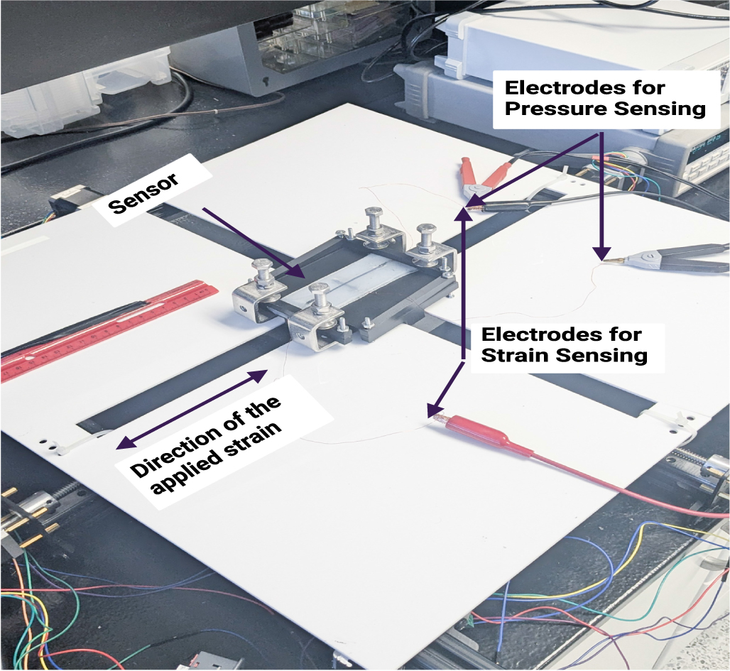 Simultaneous pressure and strain sensing with stretchable capacitive ...
