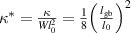 ${\kappa ^*} = \frac{\kappa }{{Wl_0^2}} = \frac{1}{8}{\left( {\frac{{{l_{{\text{gb}}}}}}{{{l_0}}}} \right)^2}$