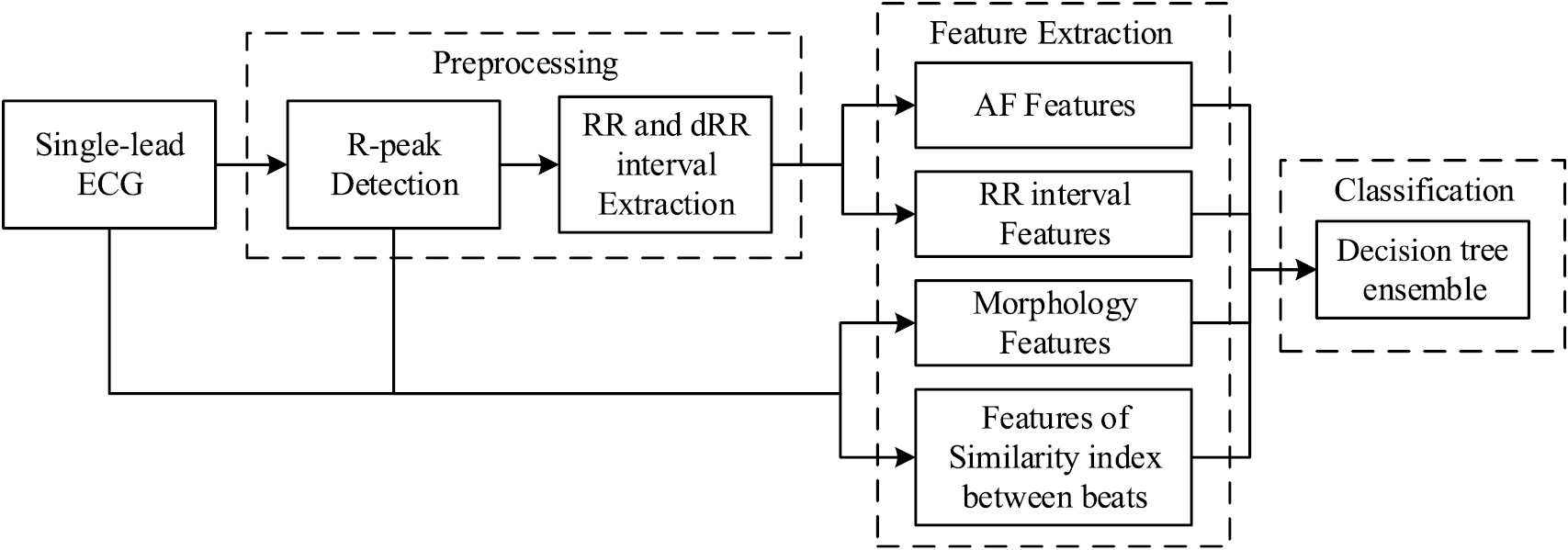 Detection of atrial fibrillation from ECG recordings using decision ...