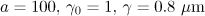 $a = 100,\,\gamma _0 = 1,\,\gamma = 0.8\ \mu {\text{m}}$