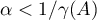 $\alpha < 1/\gamma(A)$