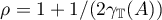$\rho=1+{1}/(2\gamma_{\mathbb{T}}(A))$