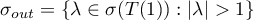 $\sigma_{out}=\{\lambda \in \sigma(T(1)):|\lambda| > 1\}$