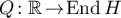 $Q\colon \mathbb{R} \!\to\! \operatorname{End} H$