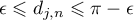 ${\epsilon\leqslant d_{j,n}\leqslant\pi-\epsilon}$