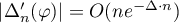$|\Delta'_n(\varphi)|=O(n e^{-\Delta \cdot n})$