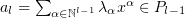 $a_l=\sum_{\alpha\in\mathbb{N}^{l-1}}\lambda_\alpha x^\alpha\in P_{l-1}$