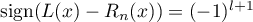 $\operatorname{sign} (L(x)-R_n(x))=(-1)^{l+1}$