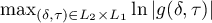 $\max_{(\delta, \tau)\in L_2\times L_1}\ln{|g(\delta, \tau)|}$