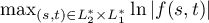 $\max_{(s, t)\in L_2^*\times L_1^*}\ln{|f(s, t)|}$