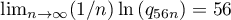 $\lim_{n\to\infty}({1}/{n})\ln{(q_{56n})}=56$