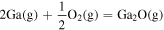 $2{\rm{Ga}}\left({\rm{g}}\right)+\displaystyle \frac{1}{2}{{\rm{O}}}_{2}\left({\rm{g}}\right)={{\rm{Ga}}}_{2}{\rm{O}}\left({\rm{g}}\right)$