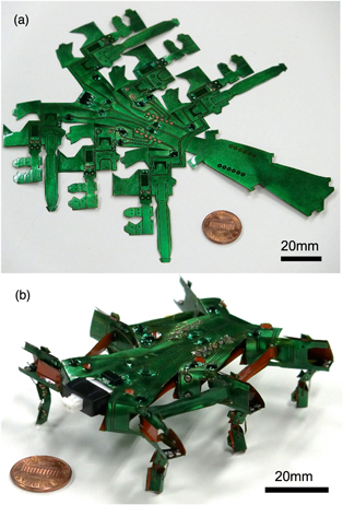 A micro hexapod robot for swarm applications assembled from a single ...