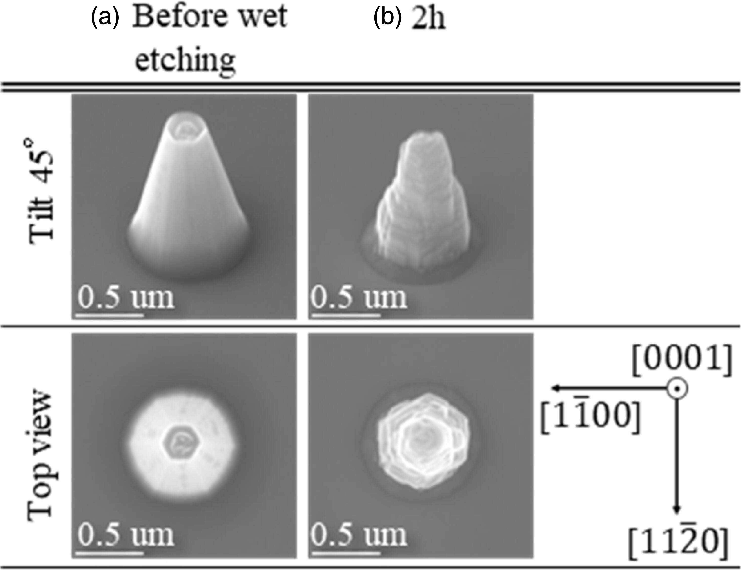 Wet etching mechanisms of GaN pillars in alcohol-added TMAH solutions ...