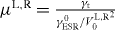 $\mu ^{\rm{L,R}} = \frac {\gamma_{\mathrm {t}}}{\gamma_{\rm{ESR}}^0/{V_0^{\rm{L,R}}}^2}$