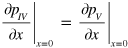 ${{\left. \frac{\partial {{p}_{IV}}}{\partial x} \right|}_{x=0}}={{\left. \frac{\partial {{p}_{V}}}{\partial x} \right|}_{x=0}}$