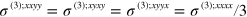 ${{\sigma }^{(3);xxyy}}={{\sigma }^{(3);xyxy}}={{\sigma }^{(3);xyyx}}={{\sigma }^{(3);xxxx}}/3$