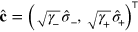 $\hat{\mathbf{c}}={{(\sqrt{{{\gamma }_{-}}}{{\hat{\sigma }}_{-}},\sqrt{{{\gamma }_{+}}}{{\hat{\sigma }}_{+}})}^{\top }}$