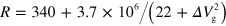 $R=340+3.7\times {{10}^{6}}/\left( 22+\Delta V_{{\rm g}}^{2} \right)$