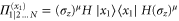 $\Pi _{1\mid 2...N}^{({{x}_{1}})}={{({{\sigma }_{z}})}^{\mu }}H\mid {{x}_{1}}\rangle \langle {{x}_{1}}\mid H{{({{\sigma }_{z}})}^{\mu }}$