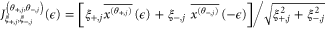 $J_{{{\xi }_{+,j}},{{\xi }_{-,j}}}^{({{\theta }_{+,j}},{{\theta }_{-,j}})}(\epsilon )=\left[ {{\xi }_{+,j}}\overline{{{x}^{({{\theta }_{+,j}})}}}(\epsilon )+{{\xi }_{-,j}}\ \overline{{{x}^{({{\theta }_{-,j}})}}}(-\epsilon ) \right]/\sqrt{\xi _{+,j}^{2}+\xi _{-,j}^{2}}$
