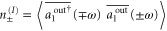 $n_{\pm }^{(I)}=\left\langle \overline{a{{_{1}^{{\rm out}}}^{\dagger }}}(\mp \omega )\ \overline{a_{1}^{{\rm out}}}(\pm \omega ) \right\rangle $