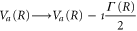 ${{V}_{a}}(R)\longrightarrow {{V}_{a}}(R)-\imath \frac{\Gamma (R)}{2}$