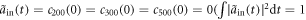 ${\tilde{a}}_{\mathrm{in}}(t)={c}_{200}(0)={c}_{300}(0)={c}_{500}(0)=0(\int {| {\tilde{a}}_{\mathrm{in}}(t)| }^{2}{\rm{d}}{t}=1$