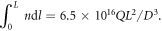 $\displaystyle {\int }_{0}^{L}n{\rm{d}}l=6.5\times {10}^{16}Q{L}^{2}/{D}^{3}.$