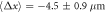 $\langle {\rm{\Delta }}x\rangle =-4.5\pm 0.9\,\mu {\rm{m}}$