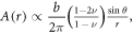 $A(r)\propto \displaystyle \frac{b}{2\pi }\left(\tfrac{\mathrm{1-2}\nu }{1-\nu }\right)\tfrac{\sin \,\theta }{r},$
