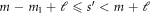 $m-{m}_{1}+{\ell }\leqslant s^{\prime} \lt m+{\ell }$