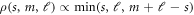 $\rho (s,m,{\ell })\propto \min (s,{\ell },m+{\ell }-s)$