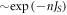 $\sim \exp (-{{nJ}}_{S})$