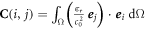 ${\bf{C}}(i,j)={\int }_{{\rm{\Omega }}}\left(\tfrac{{{\boldsymbol{\varepsilon }}}_{r}}{{c}_{0}^{2}}\,{{\boldsymbol{e}}}_{j}\right)\cdot {{\boldsymbol{e}}}_{i}\,{\rm{d}}{\rm{\Omega }}$