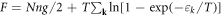 $F={Nng}/2+T{\sum }_{{\bf{k}}}\mathrm{ln}[1-\exp (-{\varepsilon }_{k}/T)]$