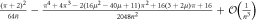 $\tfrac{{\left(\pi +2\right)}^{2}}{64\bar{n}}-\tfrac{{\pi }^{4}+4{\pi }^{3}-2(16{\mu }^{2}-40\mu +11){\pi }^{2}+16(3+2\mu )\pi +16}{2048{\bar{n}}^{2}}+{ \mathcal O }\left(\tfrac{1}{{\bar{n}}^{3}}\right)$