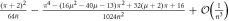 $\tfrac{{\left(\pi +2\right)}^{2}}{64\bar{n}}-\tfrac{{\pi }^{4}-(16{\mu }^{2}-40\mu -13){\pi }^{2}+32(\mu +2)\pi +16}{1024{\bar{n}}^{2}}+{ \mathcal O }\left(\tfrac{1}{{\bar{n}}^{3}}\right)$
