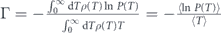 ${\Gamma}=-\frac{{\int }_{0}^{\infty }\mathrm{d}T\rho \left(T\right)\mathrm{ln} P\left(T\right)}{{\int }_{0}^{\infty }\mathrm{d}T\rho \left(T\right)T}=-\frac{\langle \mathrm{ln} P\left(T\right)\rangle }{\langle T\rangle }$