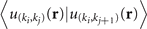 $\left\langle {u}_{({k}_{i},{k}_{j})}(\mathbf{r})\vert {u}_{({k}_{i},{k}_{j+1})}(\mathbf{r})\right\rangle $