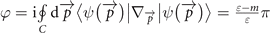 $\varphi =\mathrm{i}\underset{C}{\oint }\mathrm{d}\vec{p}\left\langle \psi \left(\vec{p}\right)\right\vert {\nabla }_{\vec{p}}\left\vert \psi \left(\vec{p}\right)\right\rangle =\frac{\varepsilon -m}{\varepsilon }\pi $