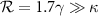 $\mathcal{R} = 1.7\gamma\gg\kappa$