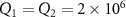 $Q_{1} = Q_{2} = 2\times 10^{6}$
