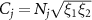 $C_{j} = N_{j}\sqrt{\xi_{1}\xi_{2}}$