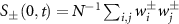 $S_{\pm}(0,t) = N^{-1}\sum_{i,j}\,w^{\pm}_i w^{\pm}_j$