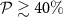 $\mathcal{P}\gtrsim 40\%$